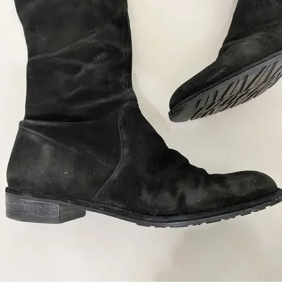 Stuart Weitzman Lowland Stretch Leather Suede Over-the-Knee Boots Black Size 7 - Picture 5 of 9